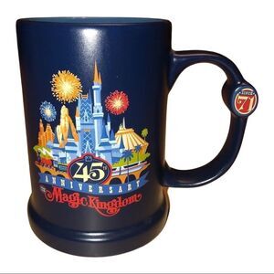Disney’s Magic Kingdom 45th Anniversary Blue Mug Passholder Edition Rare 16oz C6